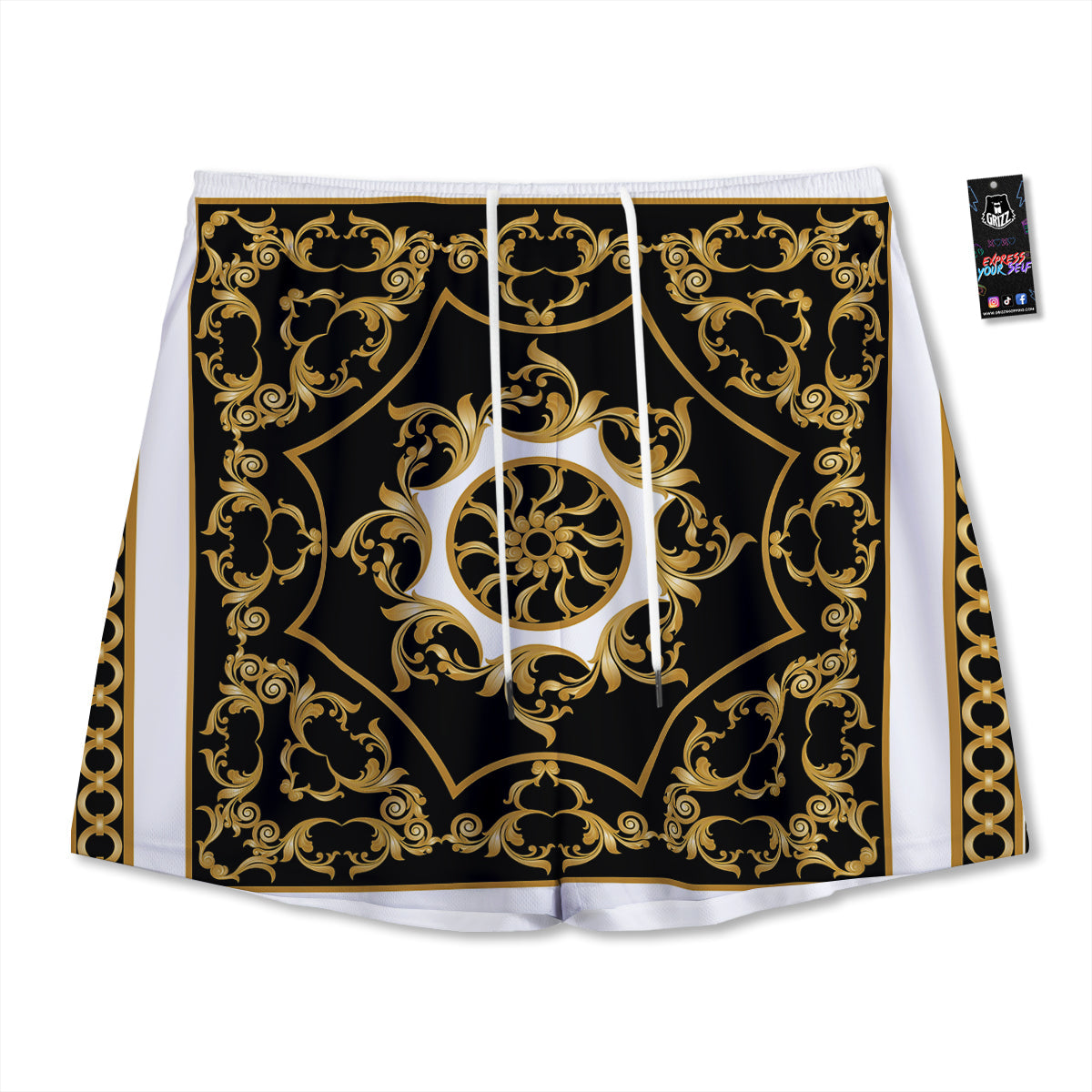 Knot Cross Gold Celtic Print Mesh Shorts