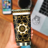 Golden Floral Baroque Black White Print Tumbler-grizzshop