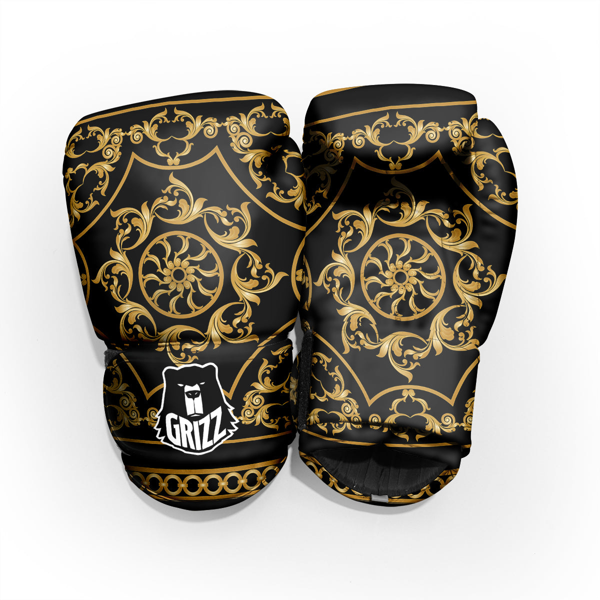 Golden Floral Baroque Print Pro Boxing Glove