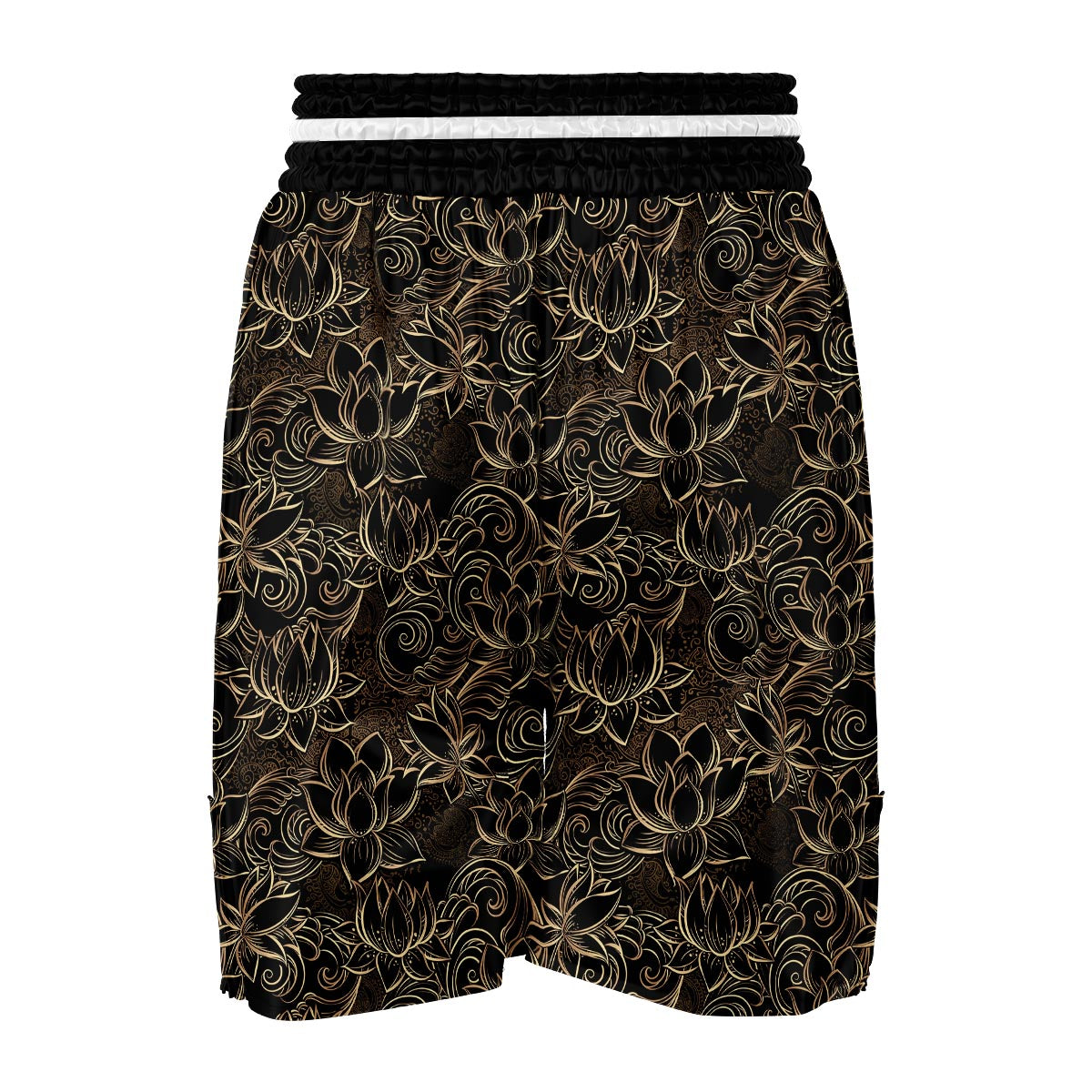 Golden Lotus Pattern Print Boxing Shorts-grizzshop