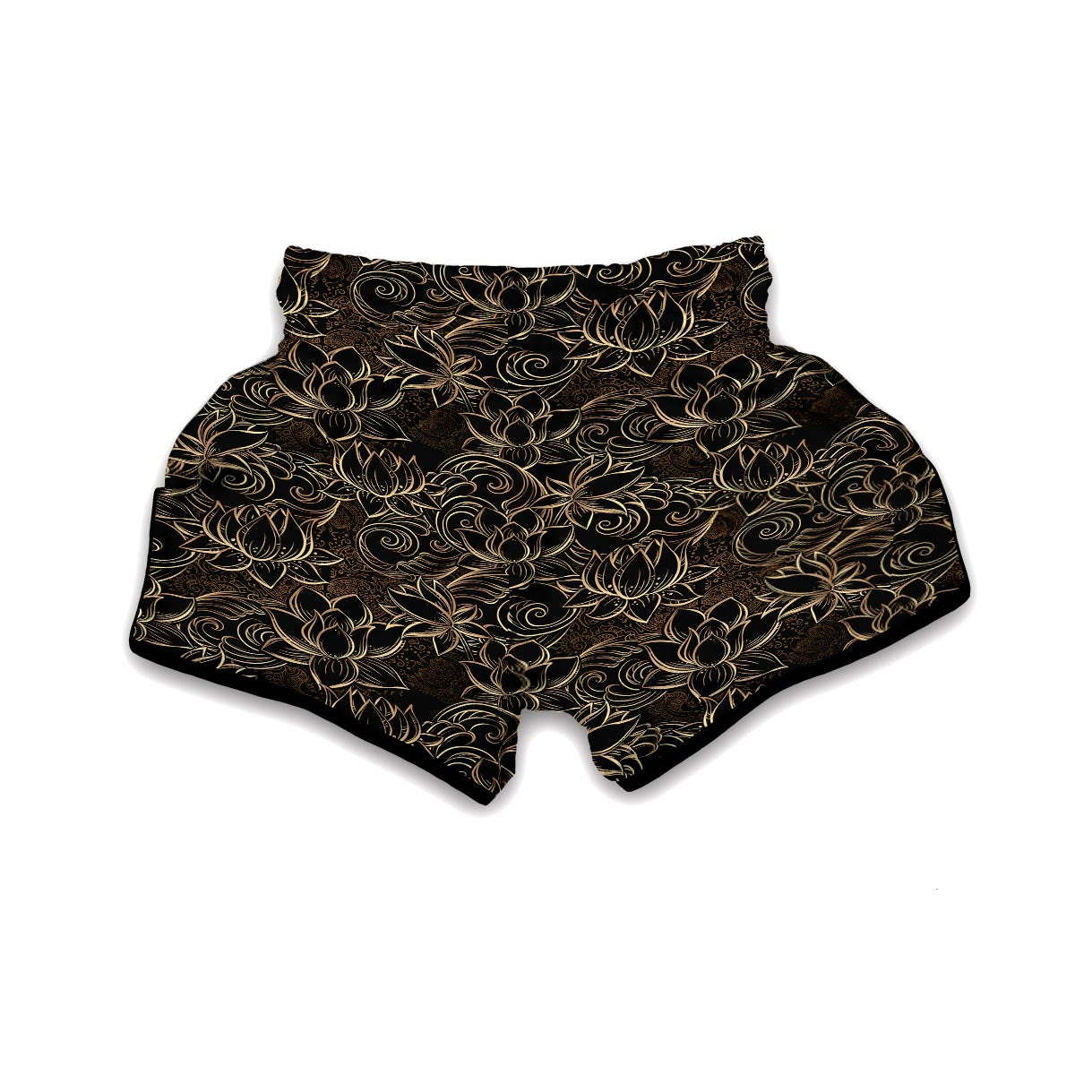 Golden Lotus Pattern Print Muay Thai Boxing Shorts-grizzshop