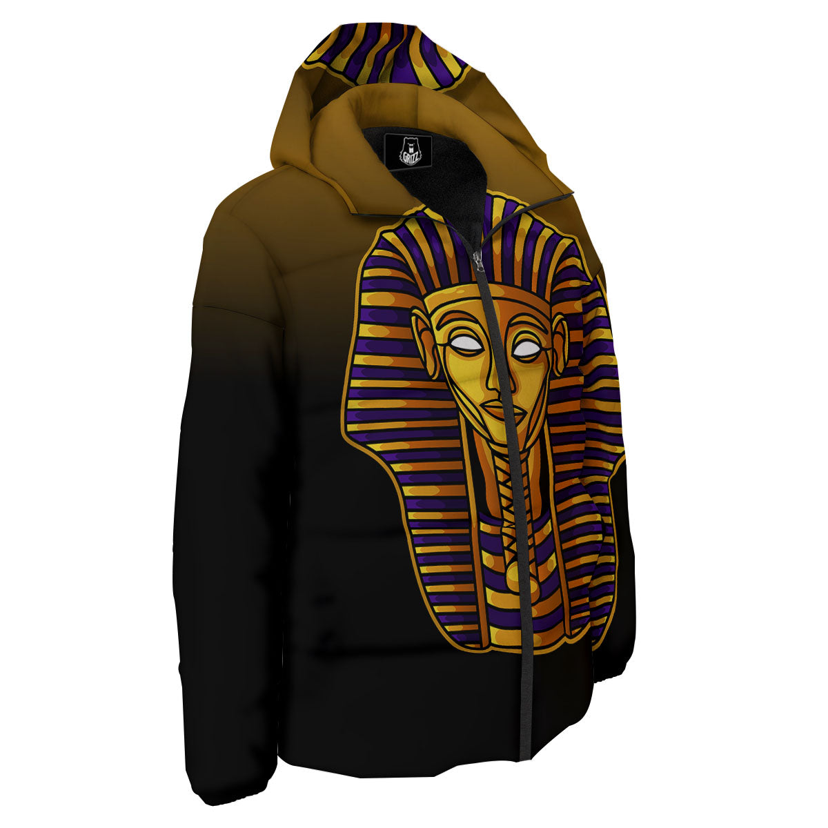 Golden Pharaoh Egyptian Print Down Jacket-grizzshop