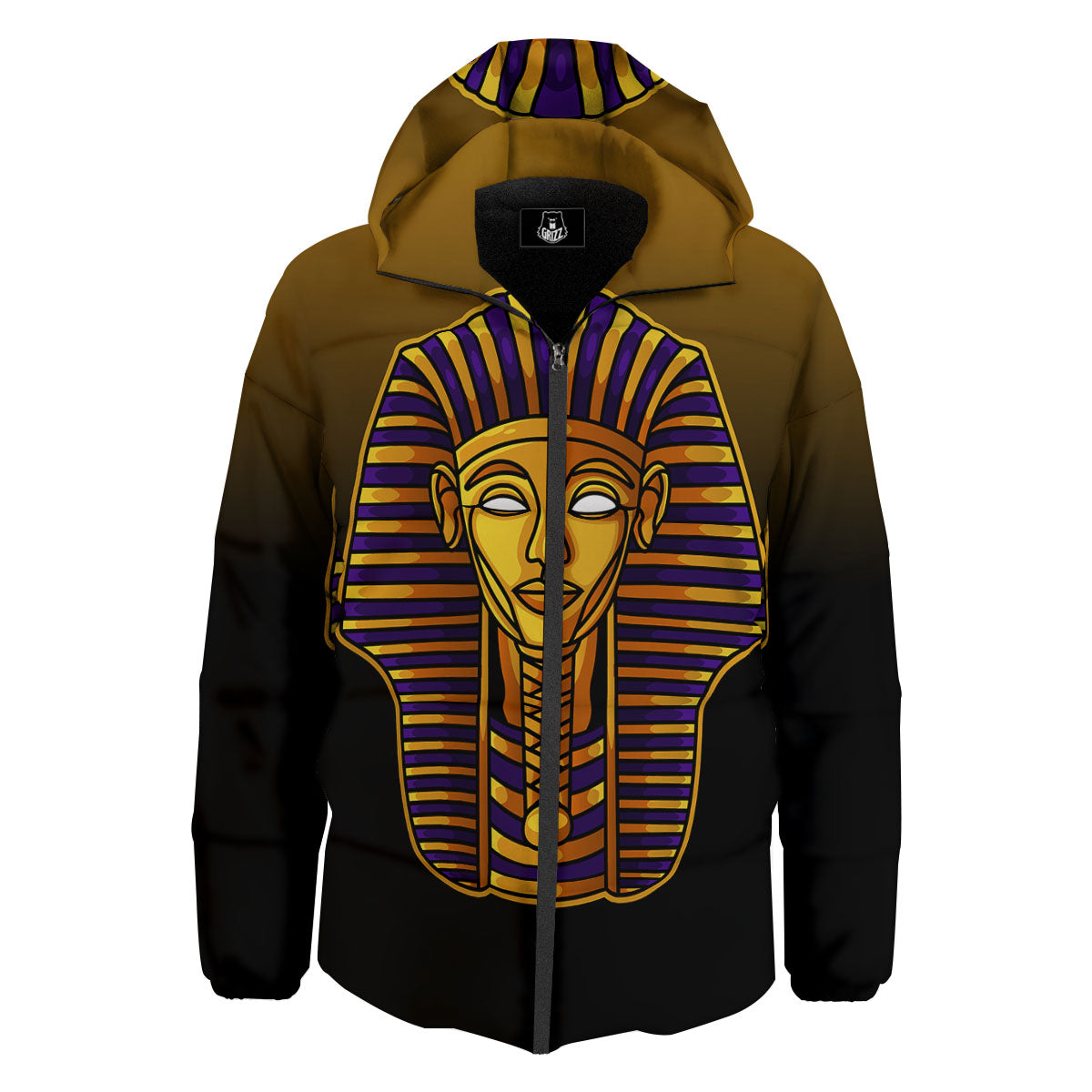 Golden Pharaoh Egyptian Print Down Jacket-grizzshop