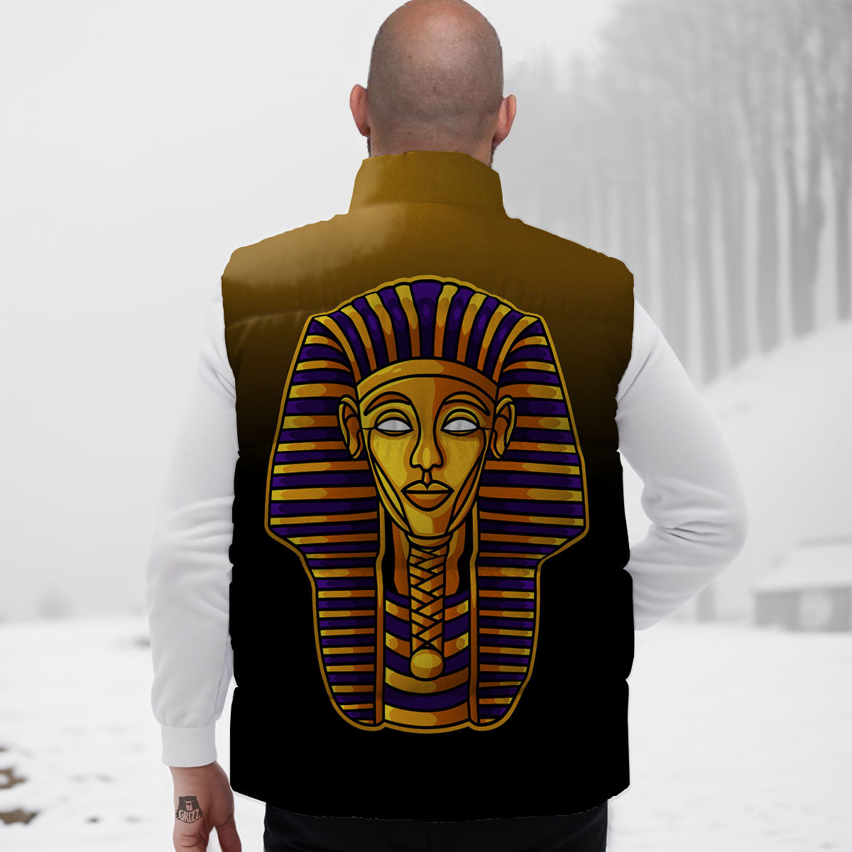 Golden Pharaoh Egyptian Print Down Vest