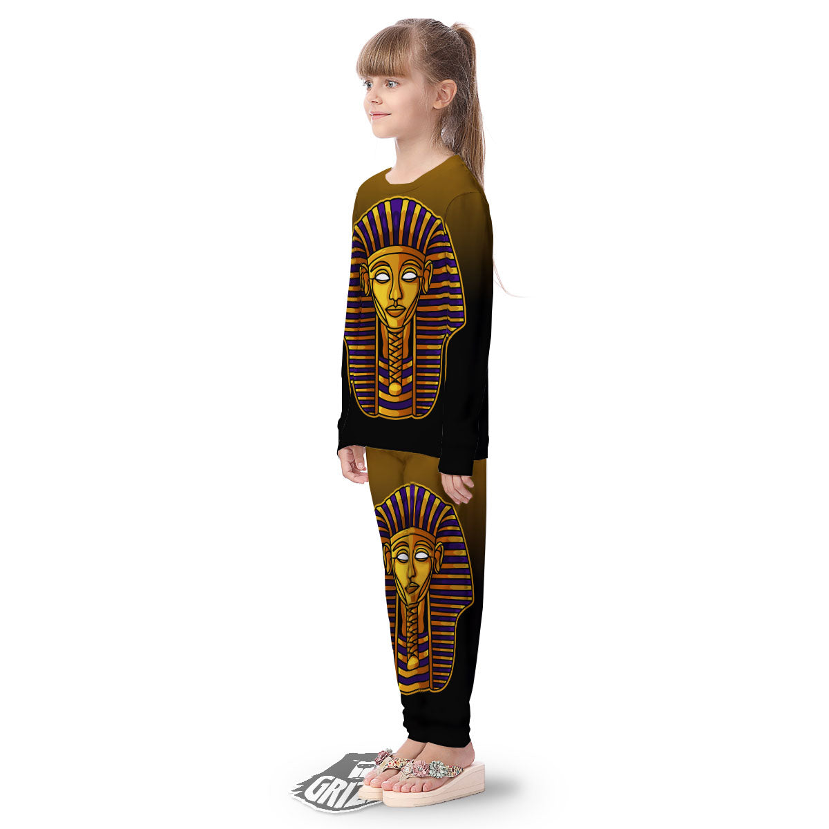 Golden Pharaoh Egyptian Print Kid's Pajamas-grizzshop