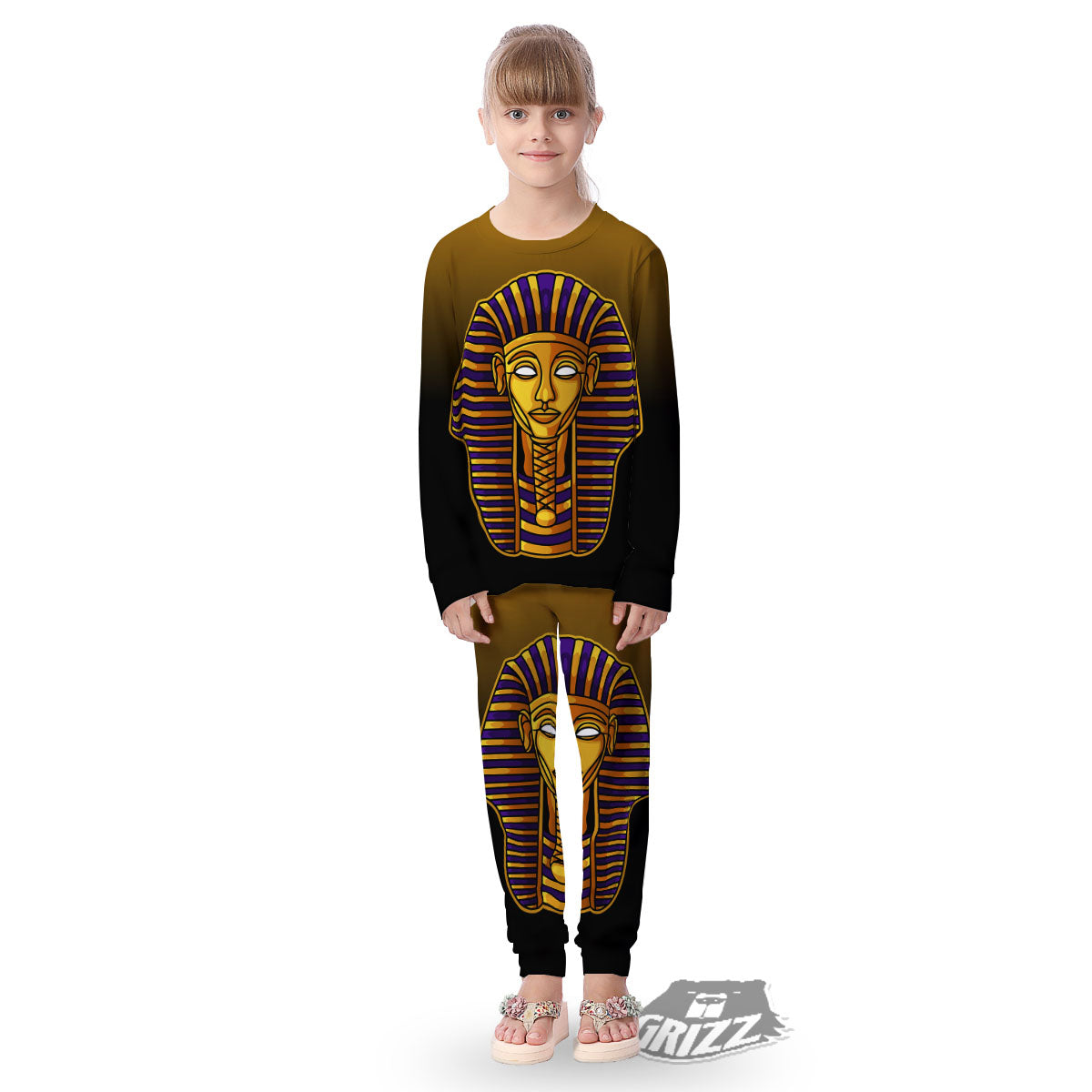 Golden Pharaoh Egyptian Print Kid's Pajamas-grizzshop