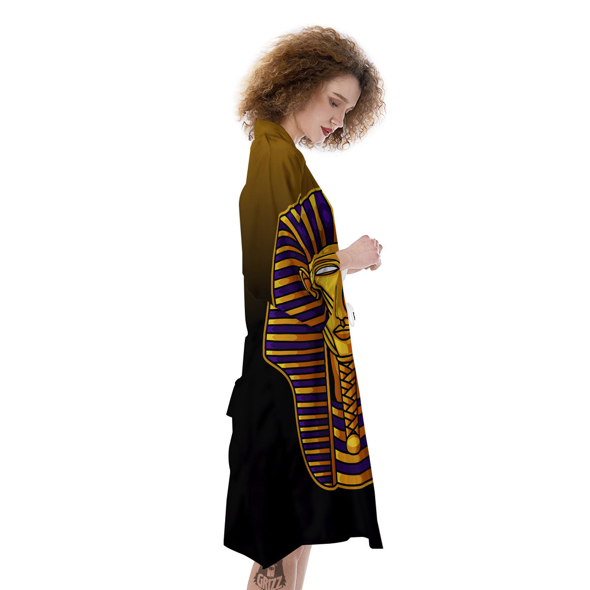 Golden Pharaoh Egyptian Print Kimono-grizzshop