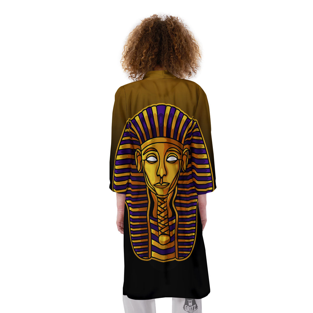 Golden Pharaoh Egyptian Print Kimono-grizzshop