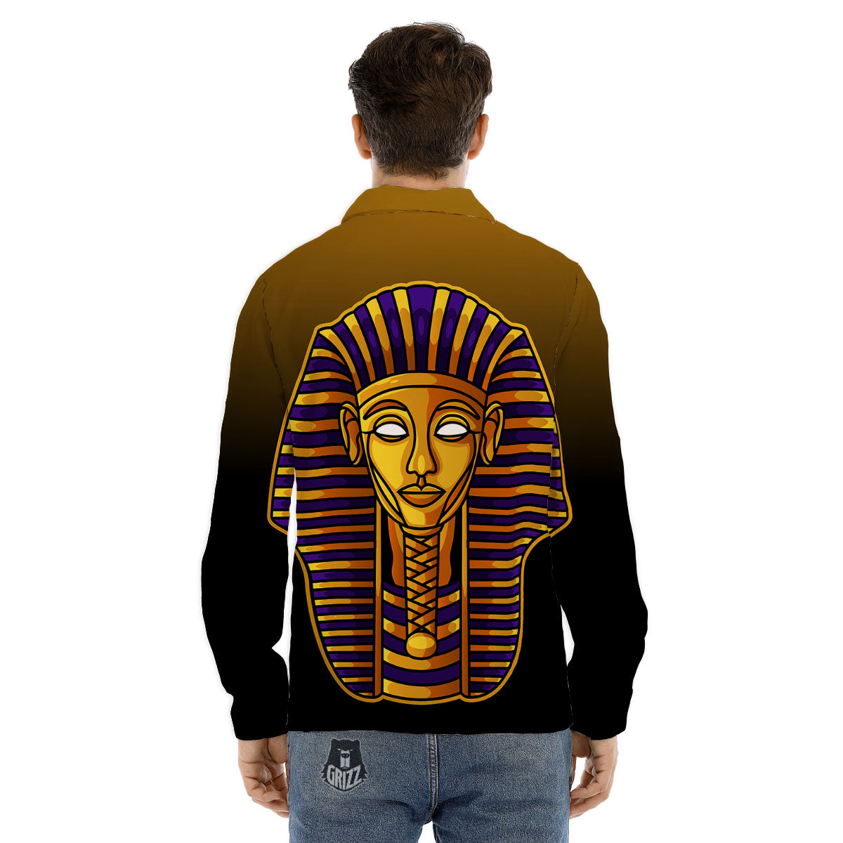 Golden Pharaoh Egyptian Print Men's Dress Shirts-grizzshop