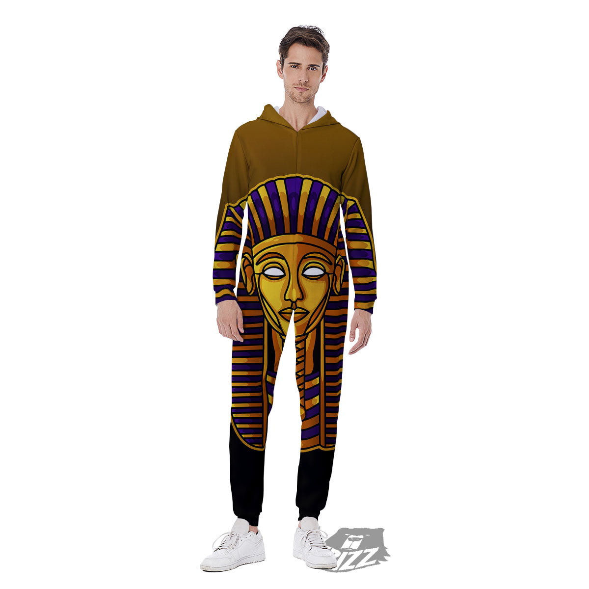 Golden Pharaoh Egyptian Print Men's Jumpsuit-grizzshop