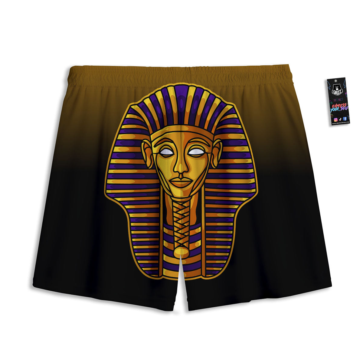 Golden Pharaoh Egyptian Print Mesh Shorts
