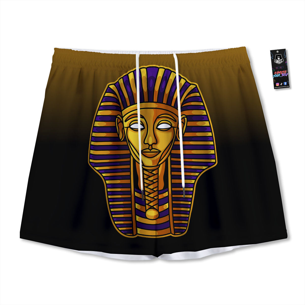 Golden Pharaoh Egyptian Print Mesh Shorts