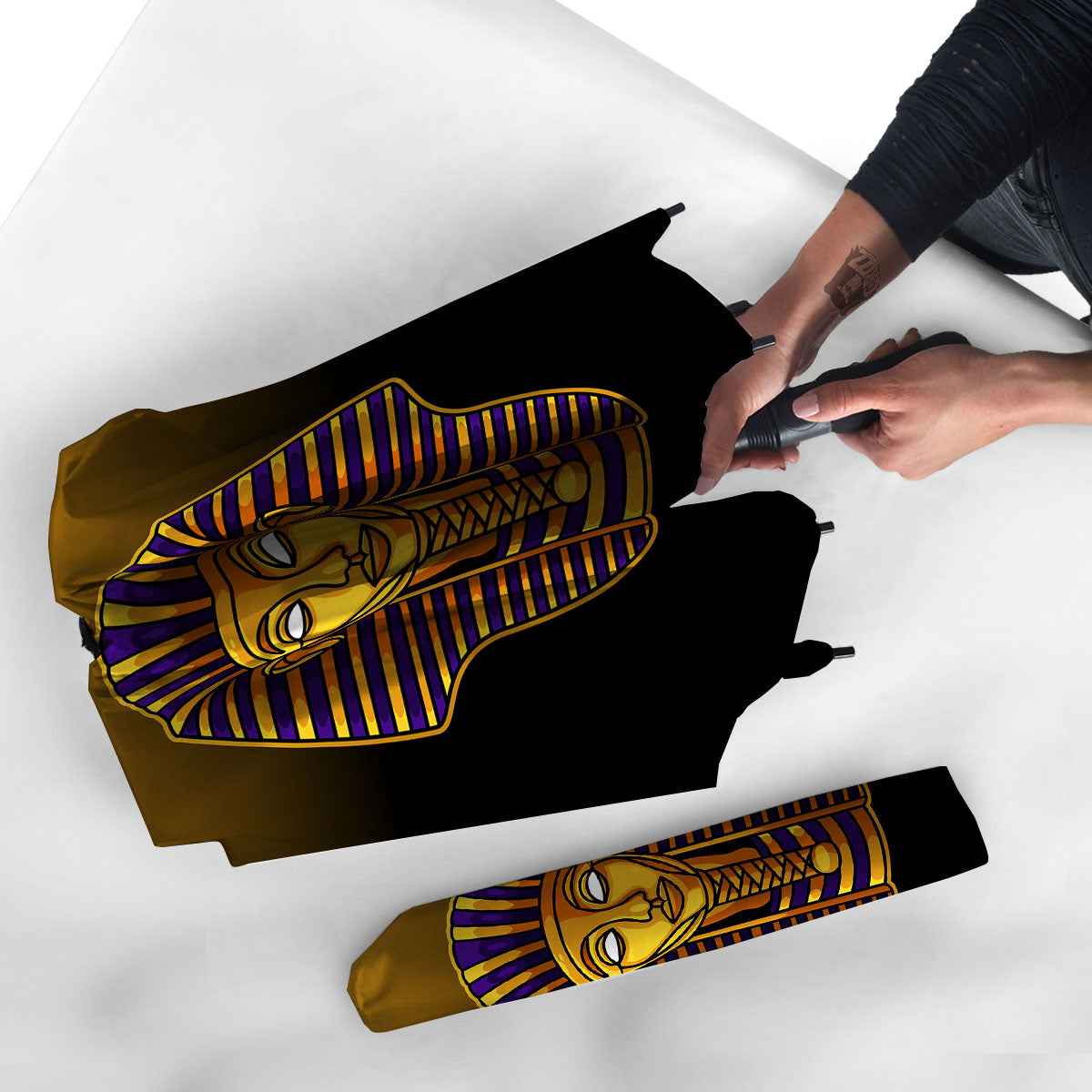 Golden Pharaoh Egyptian Print Umbrella-grizzshop