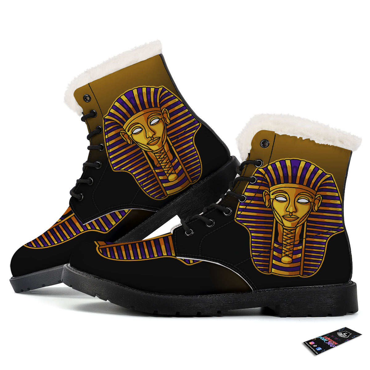 Golden Pharaoh Egyptian Print Winter Boots-grizzshop