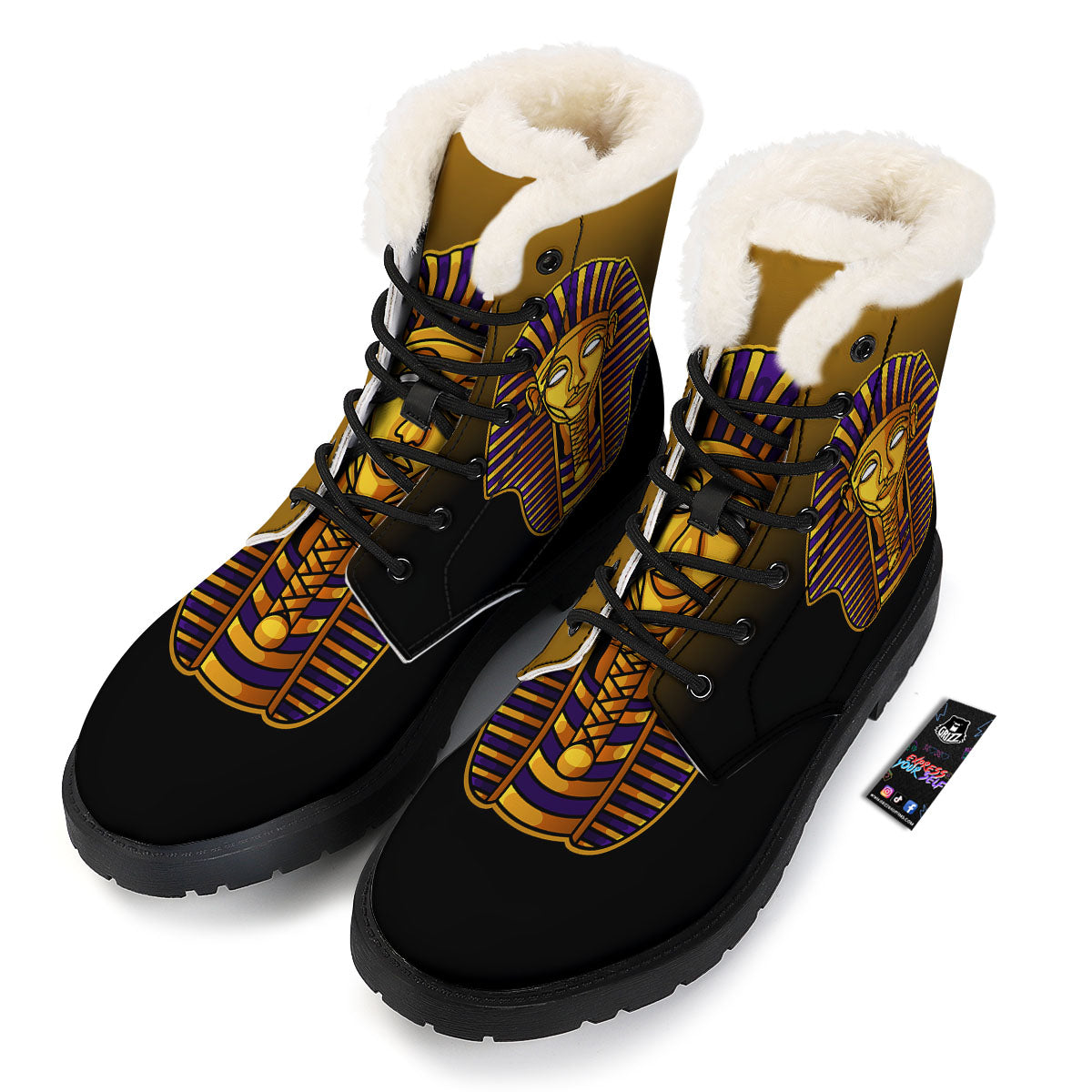 Golden Pharaoh Egyptian Print Winter Boots-grizzshop