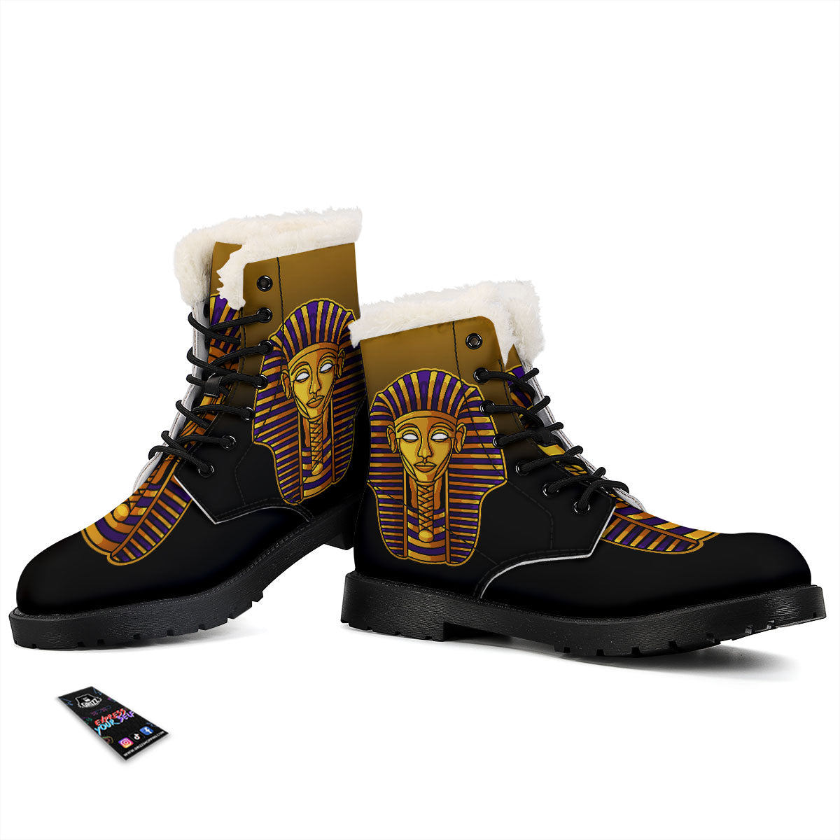 Golden Pharaoh Egyptian Print Winter Boots-grizzshop
