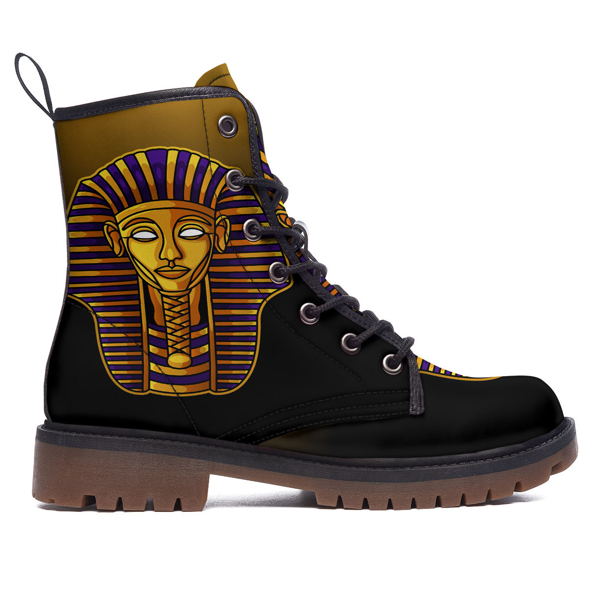 Golden Pharaoh Egyptian Print Work Boots-grizzshop
