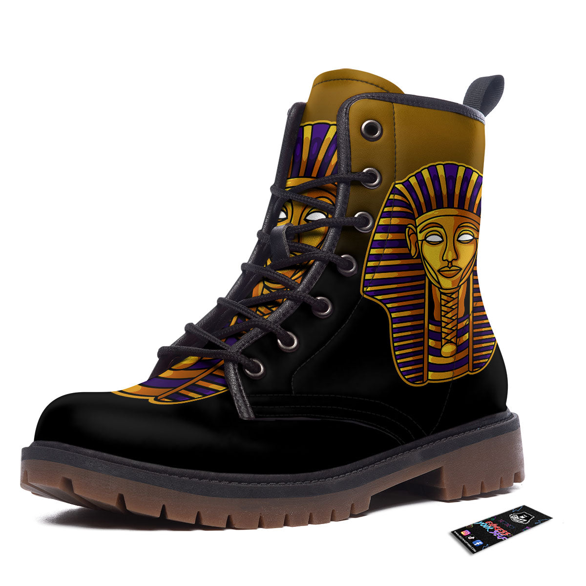 Golden Pharaoh Egyptian Print Work Boots-grizzshop