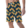 Golden Pineapple Edm Hawaiian Print Men's Shorts-grizzshop