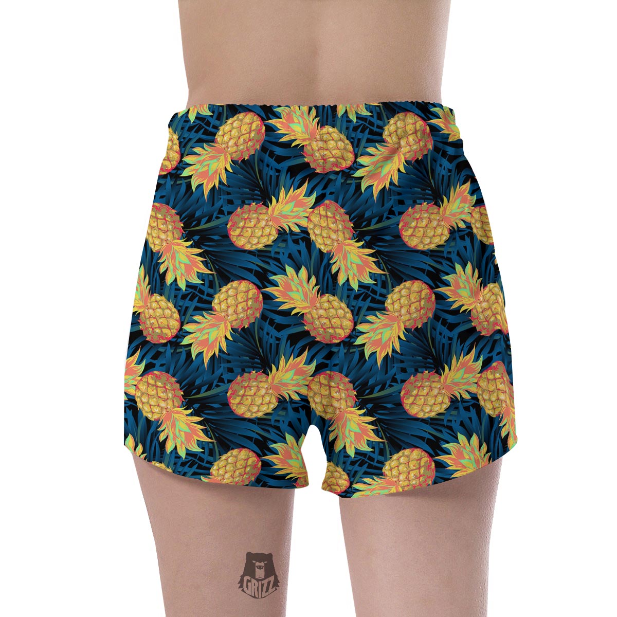 Golden Pineapple Edm Hawaiian Print Women's Shorts-grizzshop