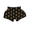 Golden Pineapple Print Muay Thai Boxing Shorts-grizzshop