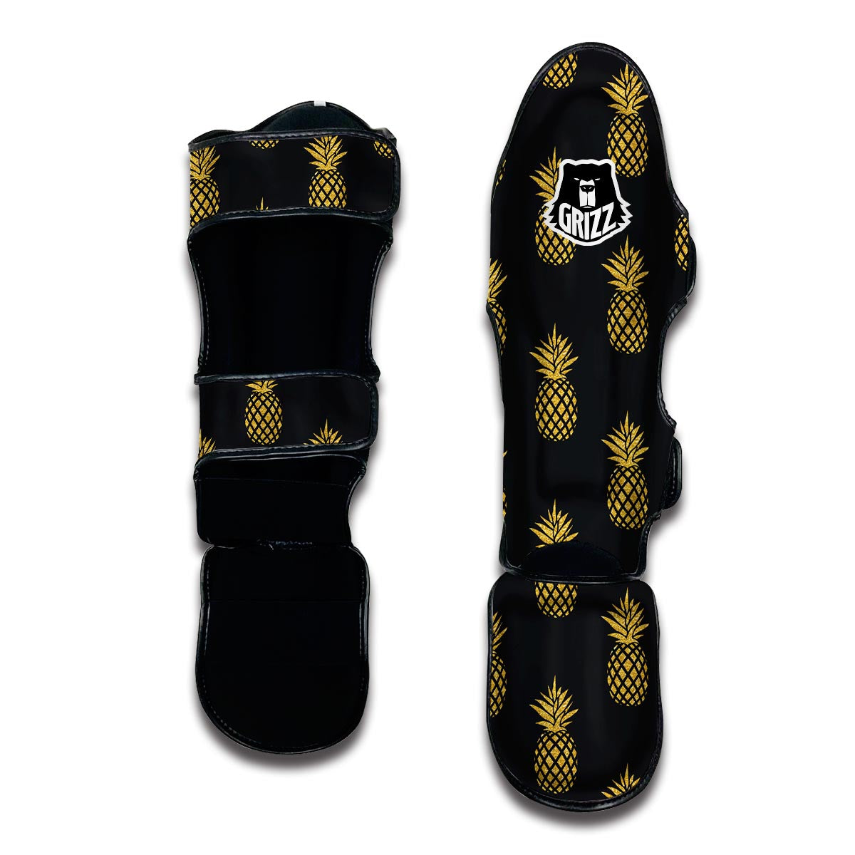 Golden Pineapple Print Muay Thai Shin Guards-grizzshop