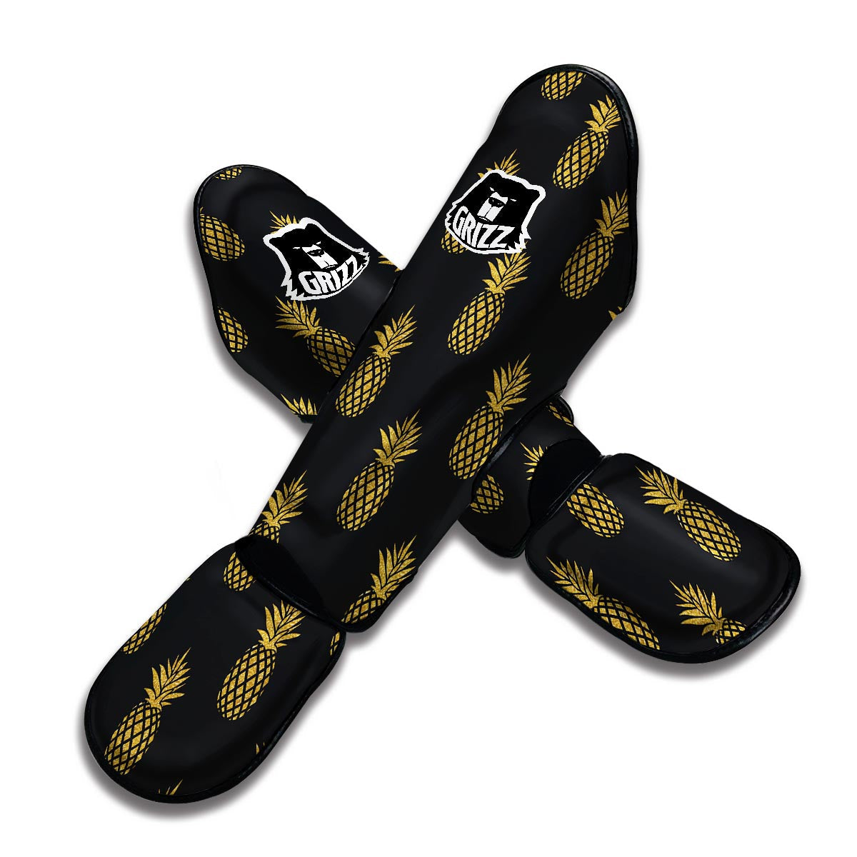 Golden Pineapple Print Muay Thai Shin Guards-grizzshop