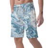 Golden Powder Blue Marble Men's Shorts-grizzshop