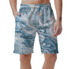 Golden Powder Blue Marble Men's Shorts-grizzshop