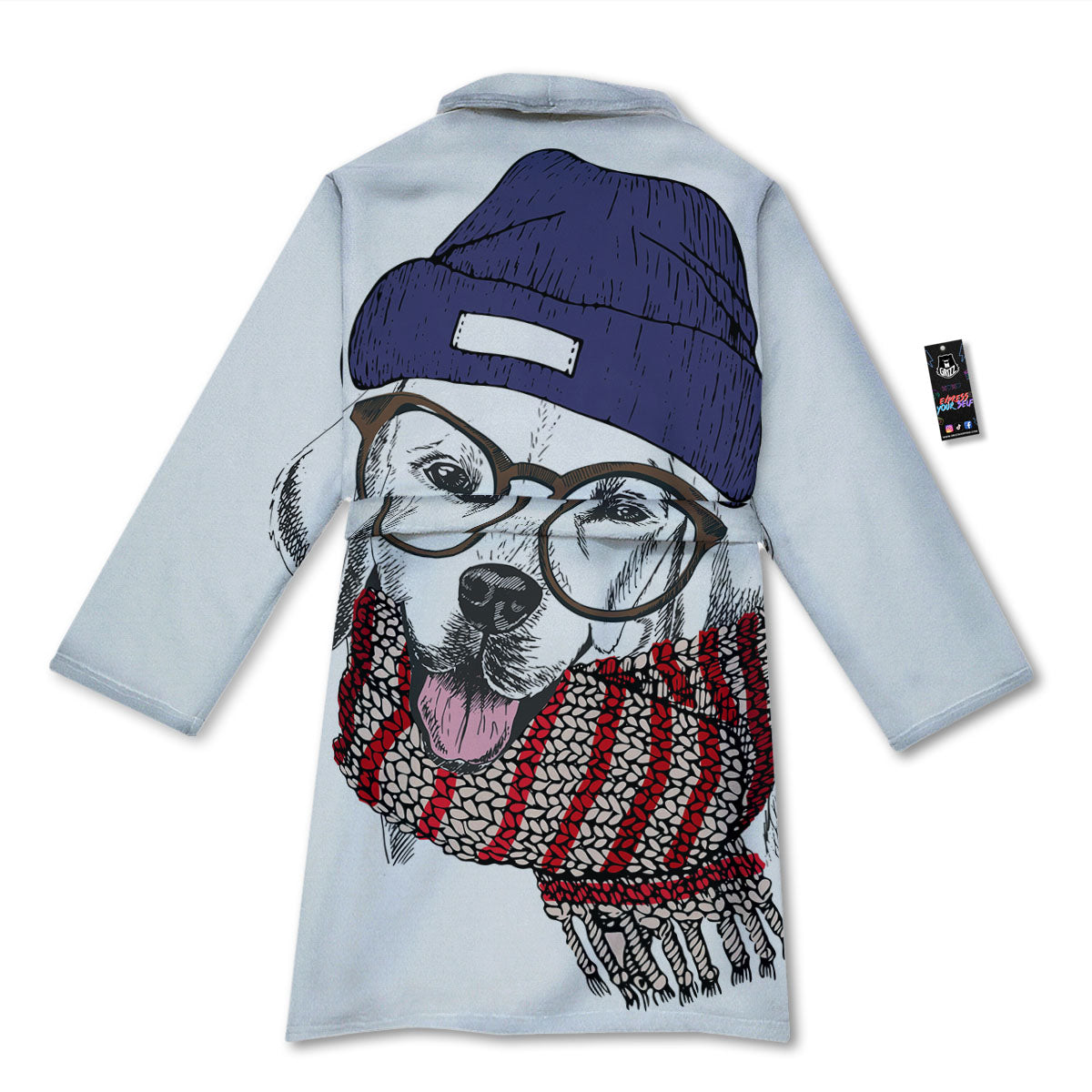 Golden Retriever Hipster Print Bathrobe-grizzshop