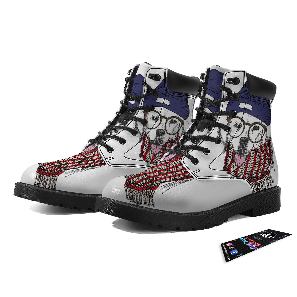 Golden Retriever Hipster Print Boots-grizzshop