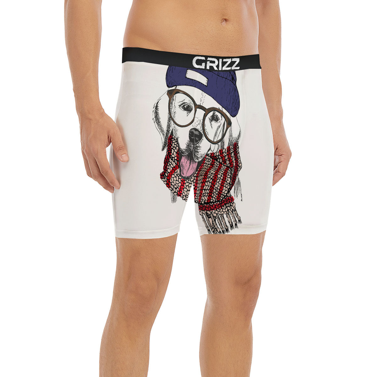 Golden Retriever Hipster Print Boxer Briefs-grizzshop