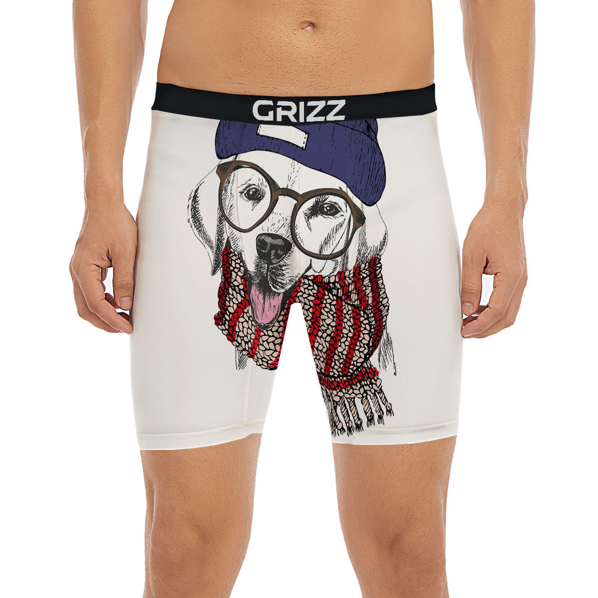 Golden Retriever Hipster Print Boxer Briefs-grizzshop
