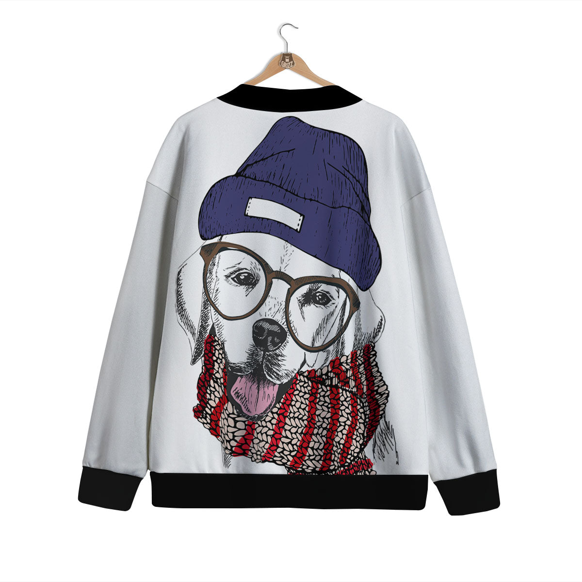 Golden Retriever Hipster Print Cardigan-grizzshop