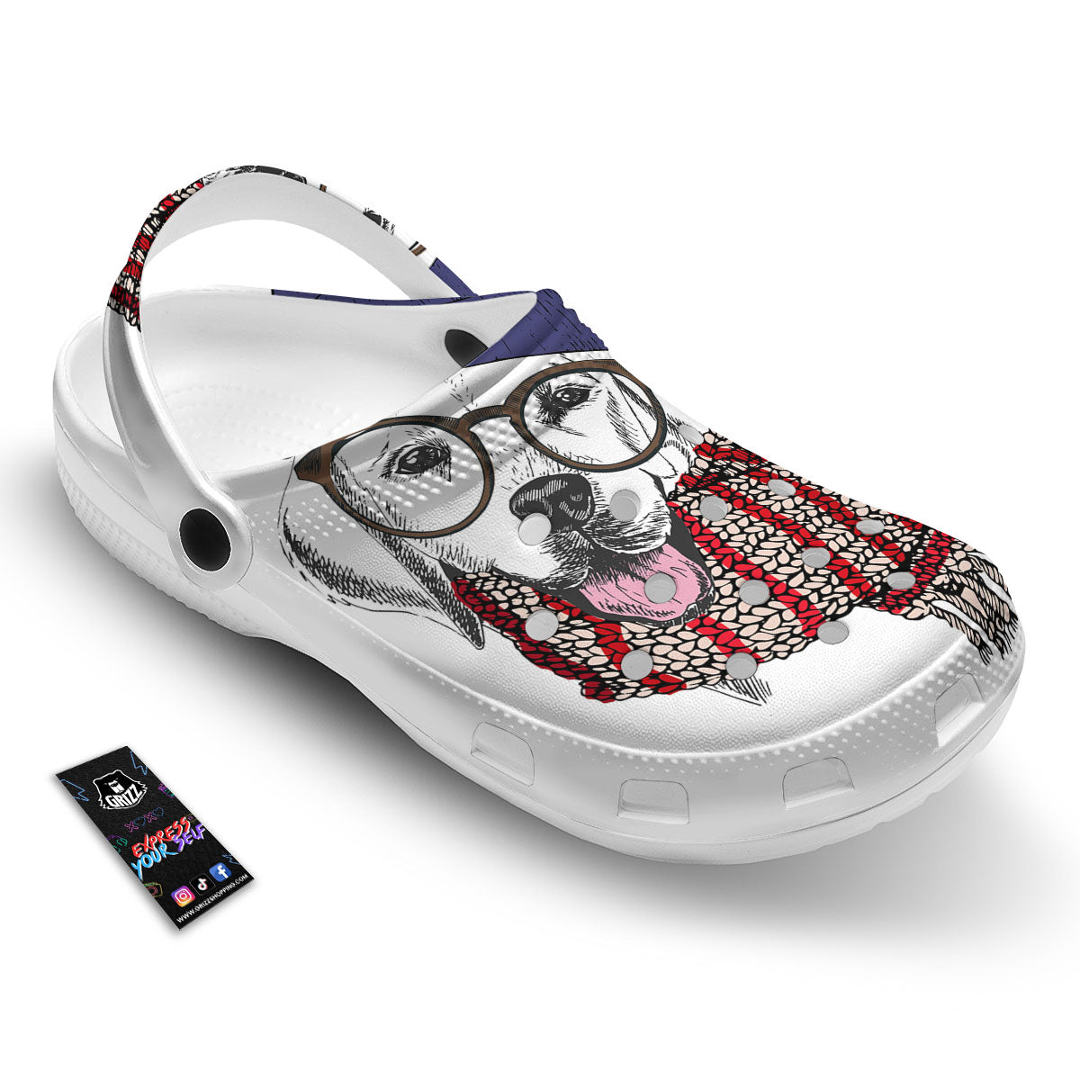 Golden Retriever Hipster Print Clog-grizzshop