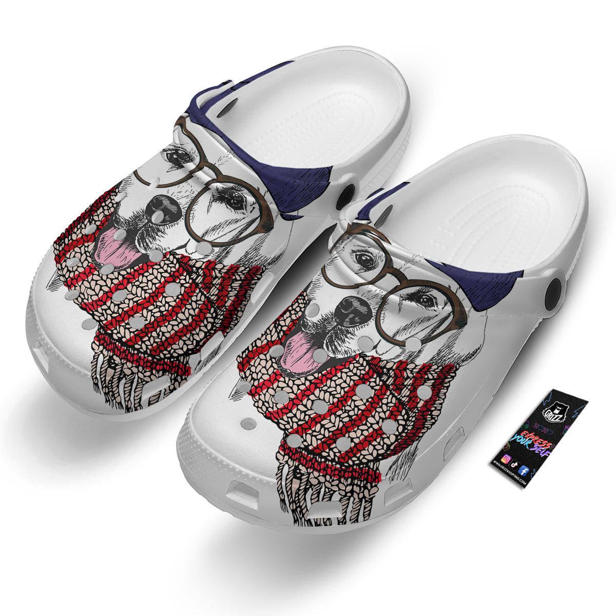 Golden Retriever Hipster Print Clog-grizzshop