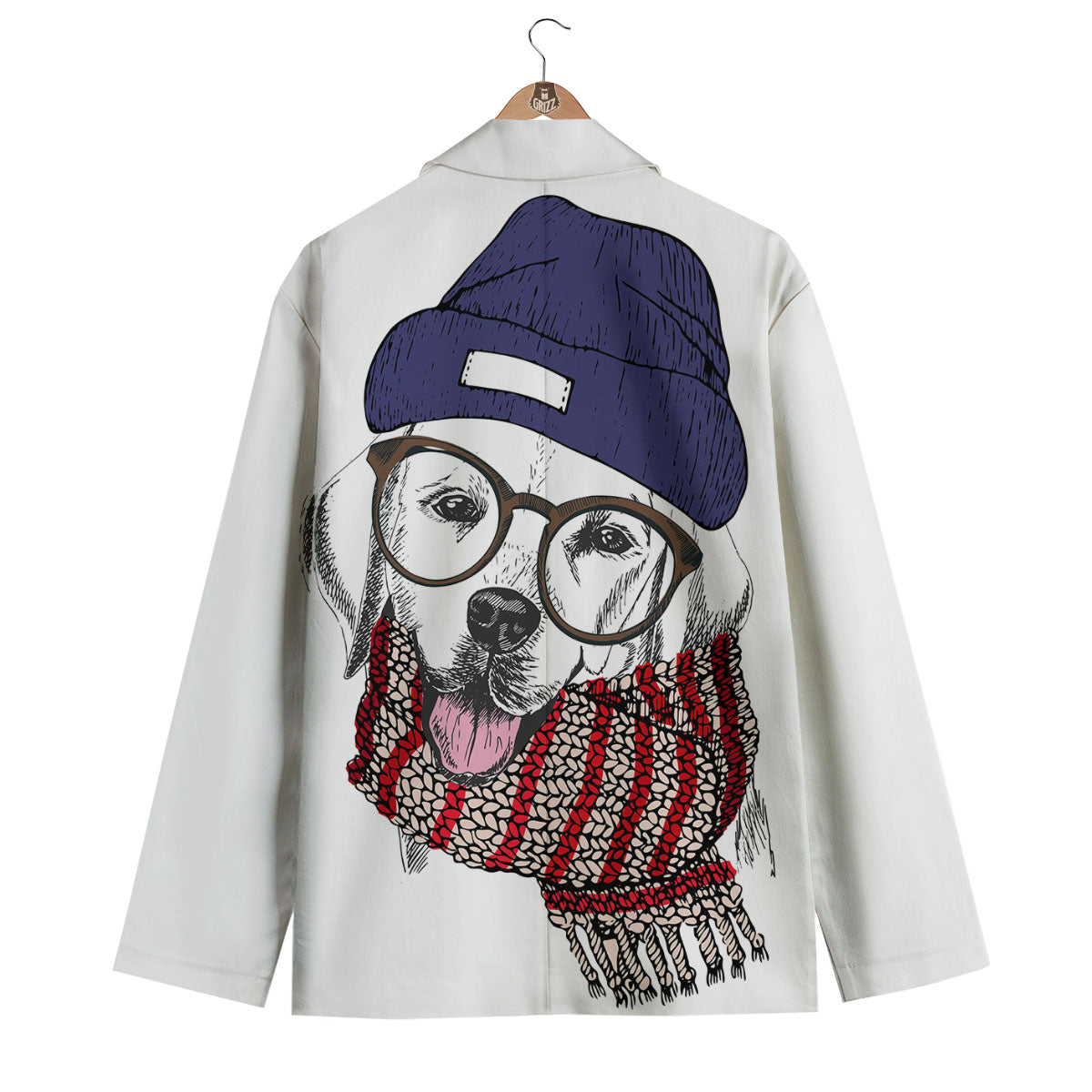 Golden Retriever Hipster Print Men's Blazer-grizzshop