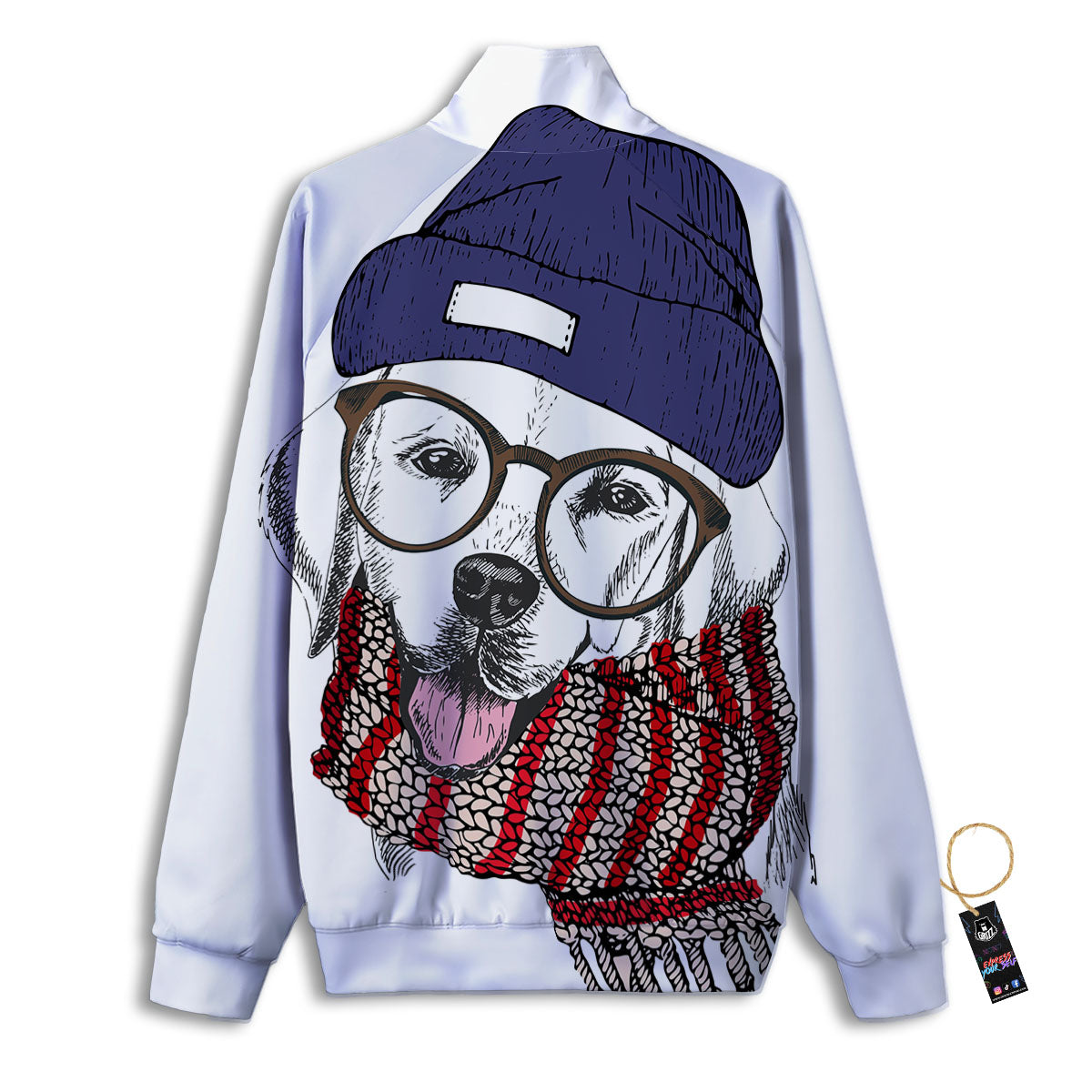 Golden Retriever Hipster Print Track Jacket-grizzshop