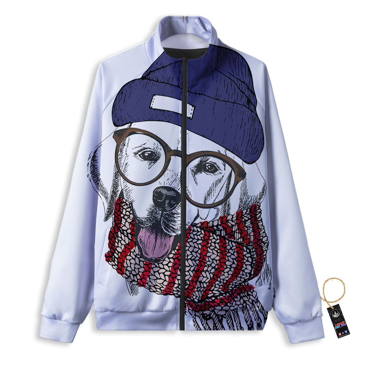 Golden Retriever Hipster Print Track Jacket-grizzshop