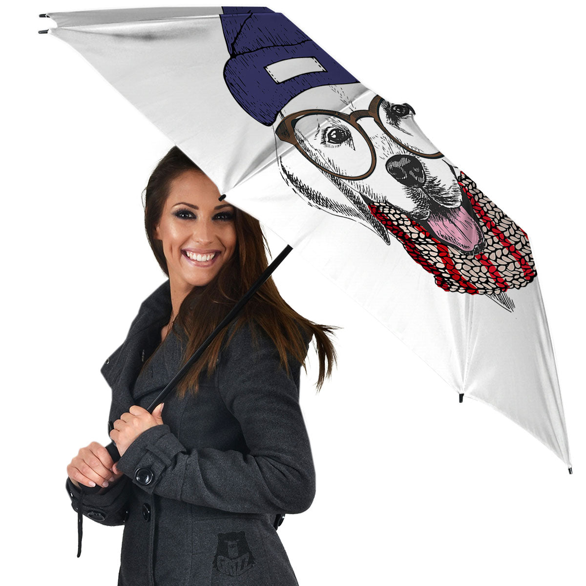 Golden Retriever Hipster Print Umbrella-grizzshop