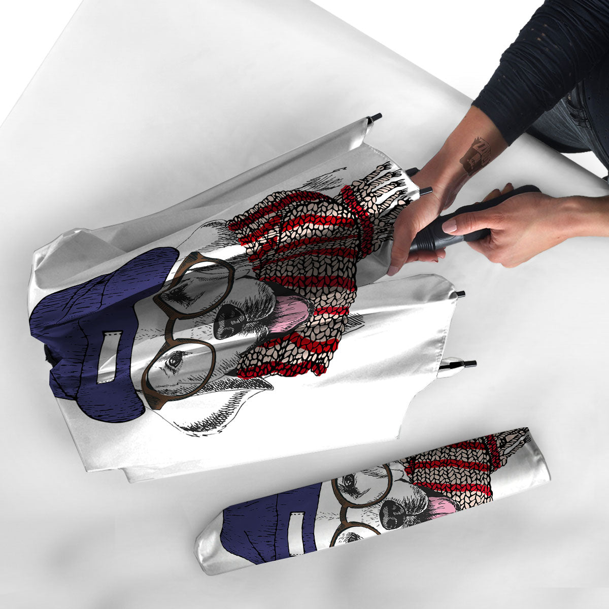 Golden Retriever Hipster Print Umbrella-grizzshop