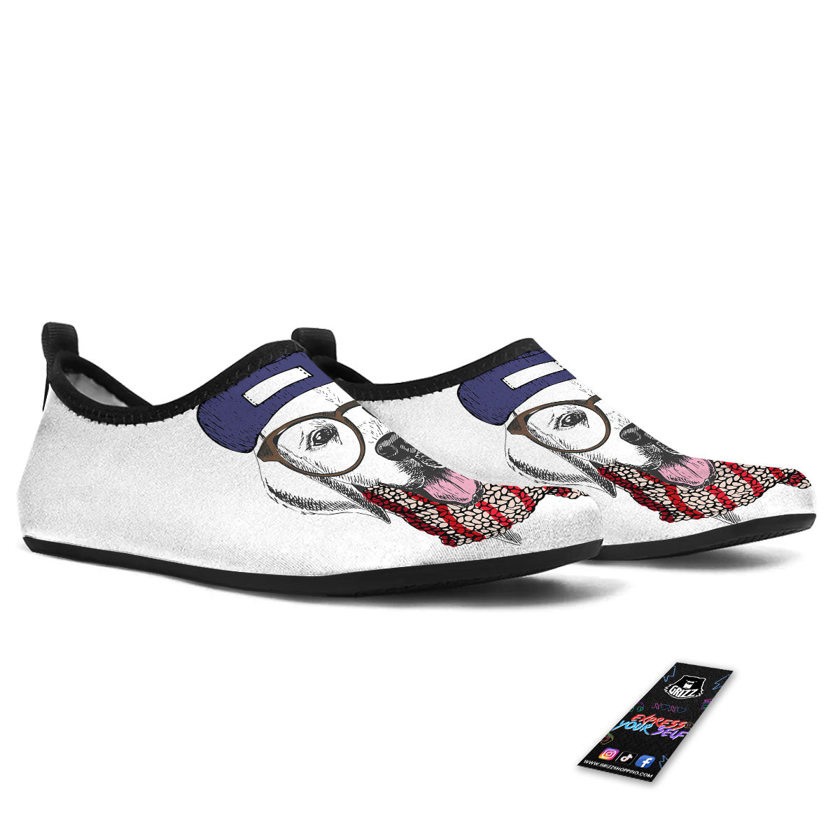 Golden Retriever Hipster Print Water Shoes-grizzshop