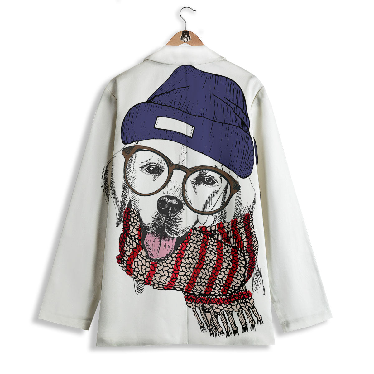 Golden Retriever Hipster Print Women's Blazer-grizzshop