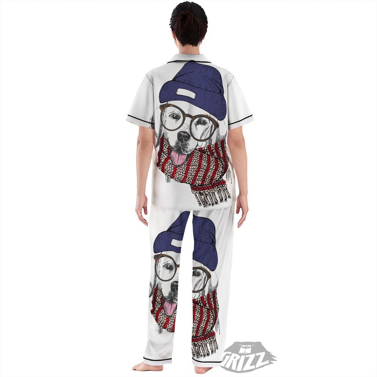 Golden Retriever Hipster Print Women's Pajamas Set-grizzshop