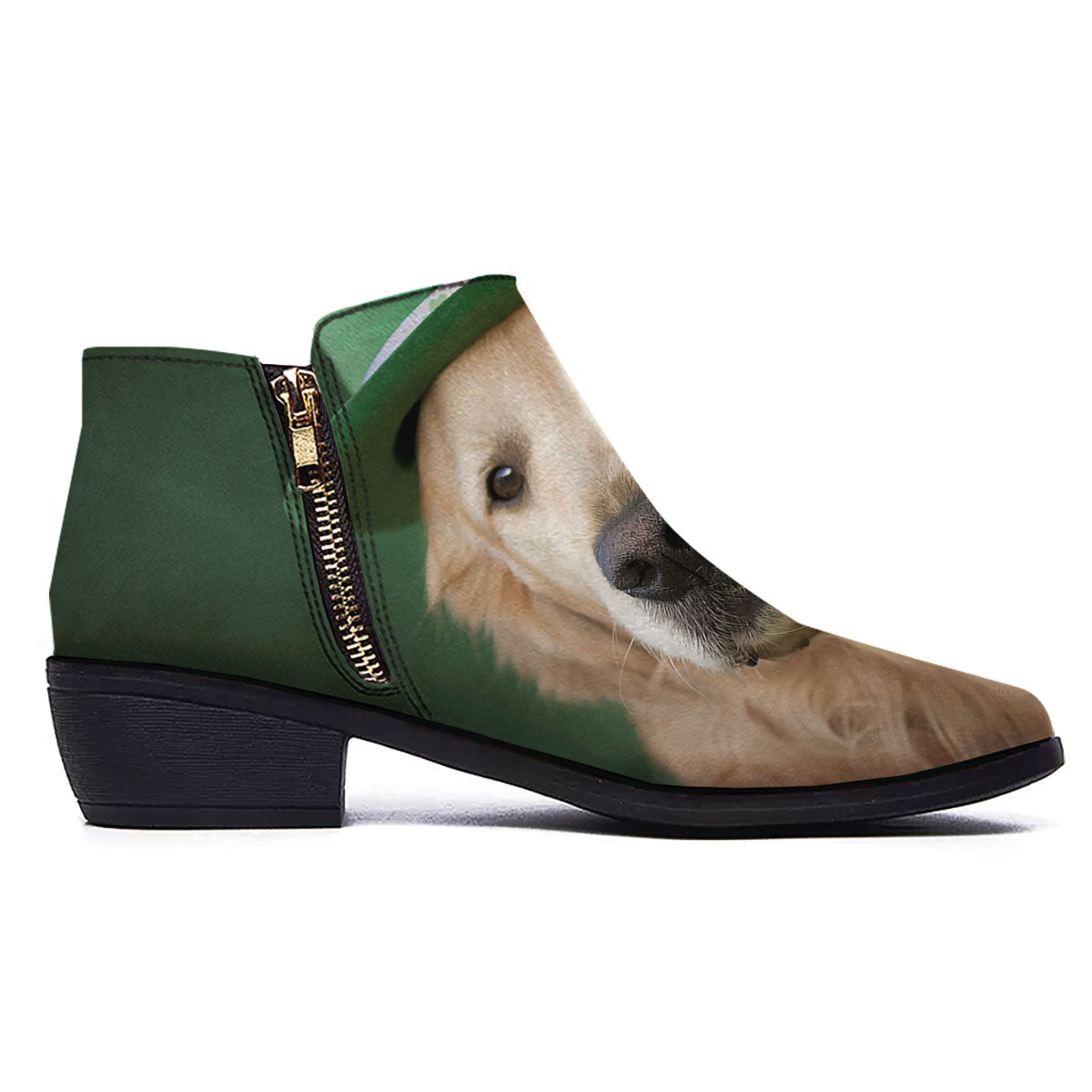 Golden Retriever Patrick's Day Print Ankle Boots-grizzshop