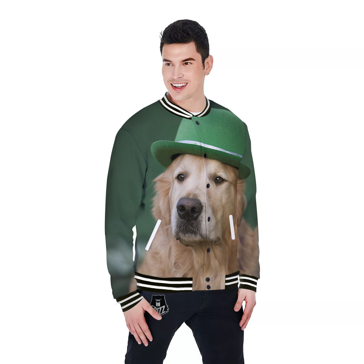 Golden Retriever Patrick's Day Print Baseball Jacket-grizzshop