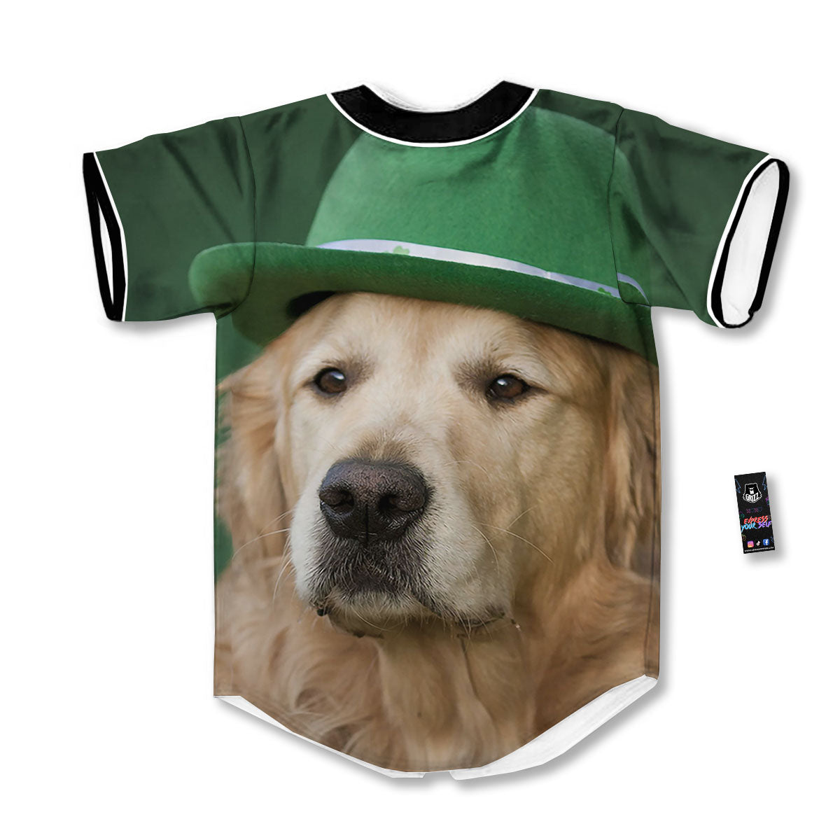 Golden Retriever Patrick's Day Print Baseball Jersey-grizzshop