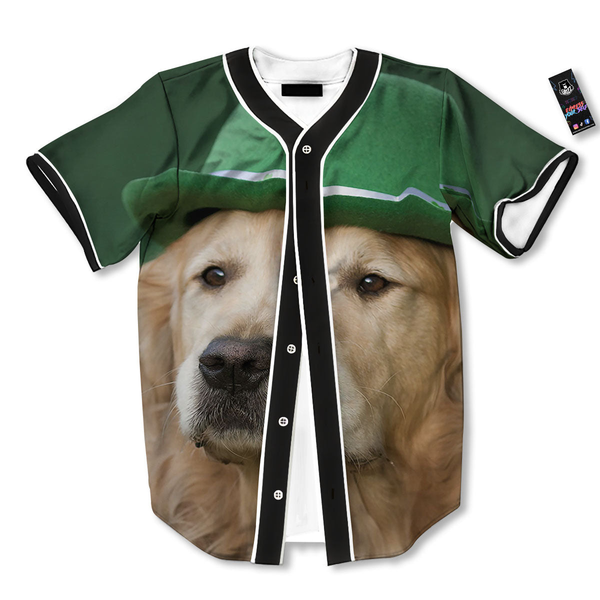 Golden Retriever Patrick's Day Print Baseball Jersey-grizzshop