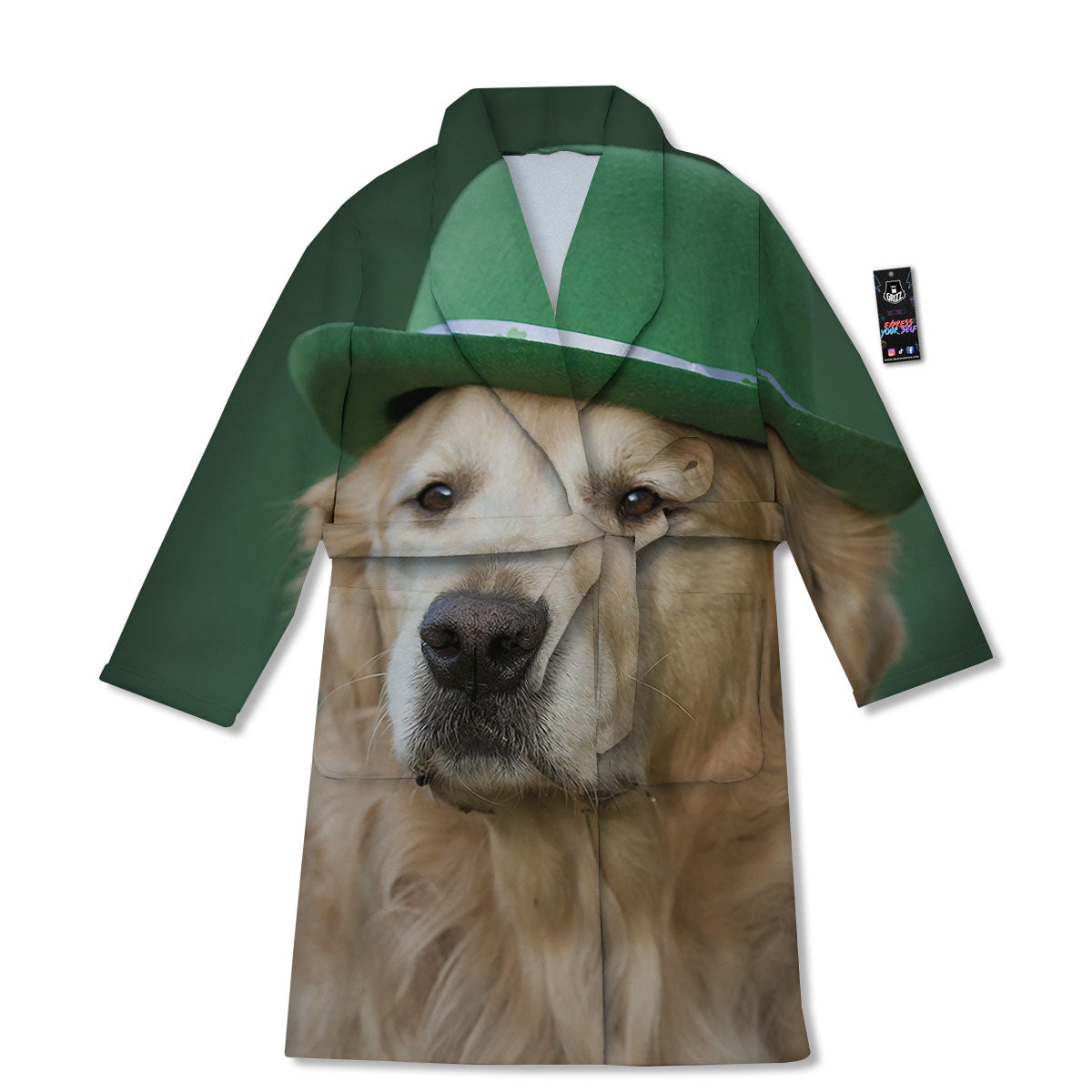 Golden Retriever Patrick's Day Print Bathrobe-grizzshop