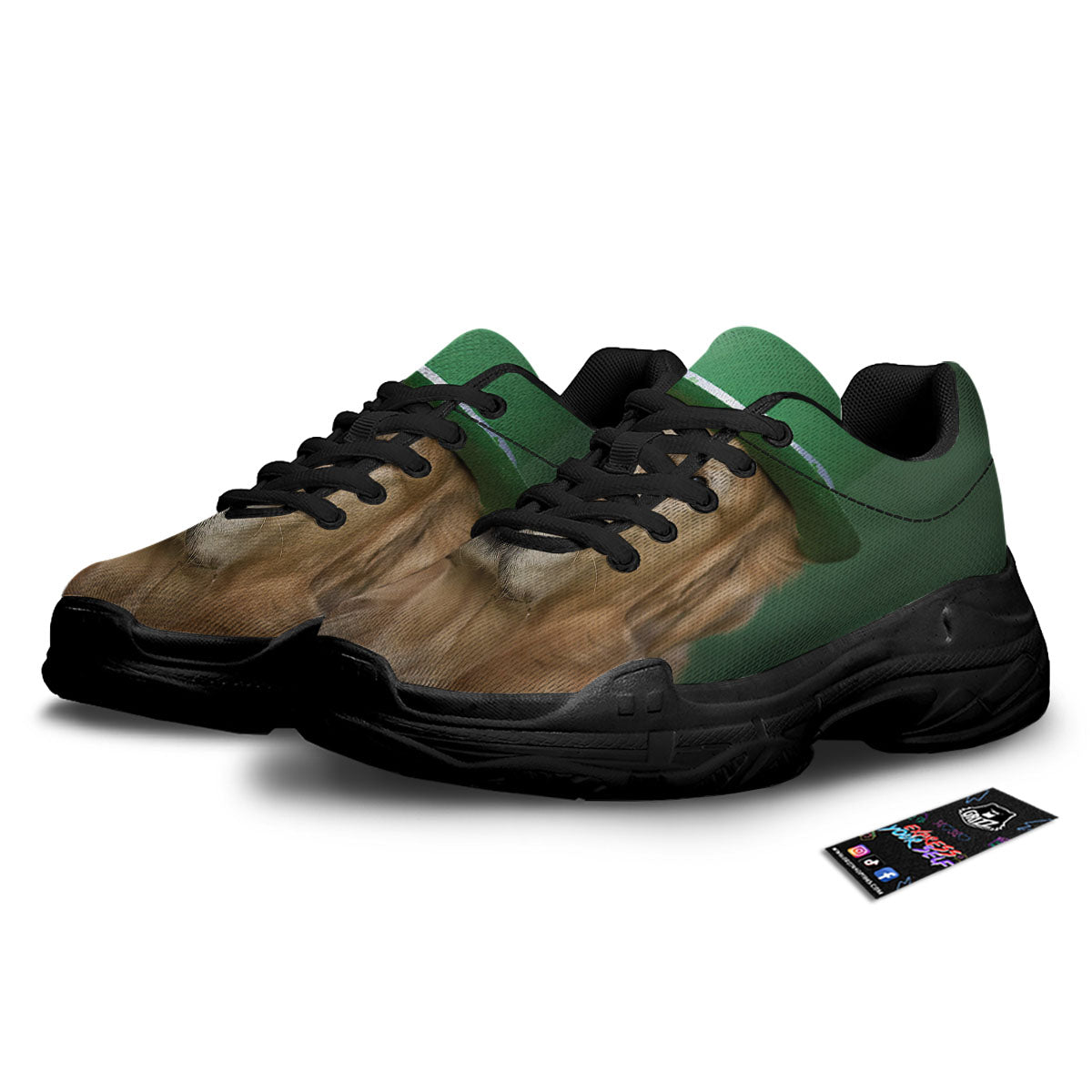 Golden Retriever Patrick's Day Print Black Chunky Shoes-grizzshop